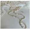 Pendentifs Hengsheng 90-120cm longue chaîne collier pour femmes filles d'eau douce naturel baroque perles 5-9mm pull Vintage