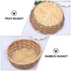 Conjuntos de louça 3 pcs cesta de tecido pão servindo armazenamento caixa de bambu mini bolsa recipiente frutas vime feito à mão