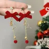 Dangle Earrings Exquisite Christmas Bow Star Rhinestone Bell Flocked Survers Tassel for Women Winter Aesthetic Charmedアクセサリー