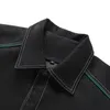 Män jackor män lapel jacka mode streetwear svart grönt lapptäcke vindbrytare lös enkelbröst casual outwear vindtät mens kappa