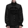 Męskie koszule Medieval Turtlenecks Vintage Bandage Victorian Ruffles Gothic Male Bluzka