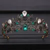 Vintage Green Crystal Tiaras Black Rhinestone Queen Crown luxuriou Baroque Bridal Wedding tiara Pageant Hair Jewelry Accessories212d