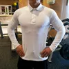 Herren Polos Quick Dry Laufshirt Männer Bodybuilding Sport T-shirt Langarm Kompression Top Gym Fitness Eng Compresson Polo Jetseys 231202