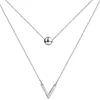 Pendant Necklaces MinaMaMa Multilayer Stainless Steel Chain V Shape Ball For Women Trendy Jewelry Valentine Gift
