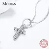 Pendants Modian Sale Real 925 Sterling Silver Zirconia Hearts Cross Necklaces With Chain For Women Fashion Jewelry