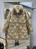 Gilets pour femmes Lagabogy 2023 véritable col de fourrure hiver femmes manteaux bouffants femme lâche 90 blanc canard vers le bas vestes dames chaudes longues Parkas 231202