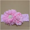 Hair Accessories Baby Girls Head Bands Satin Flowers Lace Elastic Headband Kids Headwear Babies Beauty Headbands Children Hair Accesso Dhwd2