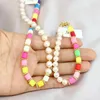 Pendant Necklaces 5 Pieces Natural Fresh Water Pearl Necklace Soft Pottery Colors Beads Handcrafted Beaded Chain 90127