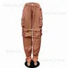 Women's Pants Capris Solid Multi Pockets Jeans Cargo Pants Women Fashion Casual Button Fly High Waist Loose Straight Denim Trousers Streetwear Bottom T231202