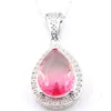 10Pcs Luckyshine 3 Color Optional Women Wedding Party Jewelry Tourmaline Gems Silver Vintage Necklaces Pendants With Chain Sh253h