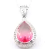 10 pièces Luckyshine 3 couleurs en option femmes bijoux de fête de mariage Tourmaline gemmes argent Vintage colliers pendentifs avec chaîne Sh253h