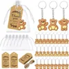 Keychains 10Pcs Baby Shower Souvenirs Gift Bear Keychain With Bag Birthday Party Supply Girl Boy Kids Thank You Kraft Tag