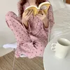 Frauen Nachtwäsche Baumwolle Koreanische Pyjama Herbst Nette Herz Druck Pyjamas Langarm Pijama Weibliche Set Negligé Strickjacke Anzug 231201