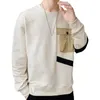 Men's Hoodies Men Fall Winter Top Round Neck Long Sleeve Sweatshirt Elastic Cuff Young Style Thick Warm Pullover Casual
