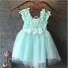 Girl Dresses 1-7Y Children Girls Flower Tulle Tutu Dress Baby Summer Clothes Sleeveless Party Pageant Princess Kids Outfits