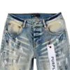 Hommes Violet Designer Jeans Mode Distressed Ripped Bikers Femmes Denim Cargo pour hommes Pantalon noir PU9007