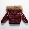 Manteau d'hiver doudoune pour fille vraie fourrure imperméable brillant épaissir chaud garçon vêtements de sortie d'hiver manteau 1-8 ans enfants Parka tenue 231202