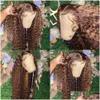 Perucas sintéticas longo cabelo brasileiro kinky encaracolado frente de renda destacada ombre marrom fl peruca resistente ao calor fibra natural para mulheres gota d dhrux