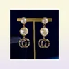 New Fashion Anagram pendant necklace asymmetric women retro earrings brass 18K gold plated ear stud hoop ladies Designer Jewelry L2912264