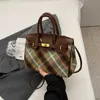 Luxury A Birkns Melad plaid woolen bag handbag large bag for women large capacity bag one shoulder crossbody bag tote bag 0Q6L