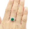 Cluster-Ringe, kaufen Sie 2 und erhalten Sie 1 gratis, 22 x 11 mm, hübsch, süß, 2,6 g, grüner Smaragd, weißer CZ, Damen-Verlobungssilber im Großhandel