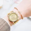 Horloges Dames Horloges Mode Rose Gouden Horloge Armband Set Dames Roestvrij Staal Zilveren Band Vrouwelijke Quartz