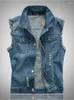 Mannen Vesten 2024 Ripped Jean Moto Jas Denim Vest Hip Hop Jassen Vest Mannen Cowboy Mouwloze Mannelijke Tank Plus size 6XL