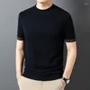 Men's Sweaters Men Mulberrysilk Wool 2023 Autumn Spring Short Sleeeve Knitted Pullover T-shirt