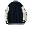 Herrjacka Bone Baseball Patch Work Jacket Herrläder Academy Harajuku Women's University Street Clothing Jump Bomber Hip Letter 231202