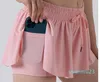 Lu Kids Yoga Shorts Outfits High midje Sportkläder med fickor Fitness Wear Short Pants Girls Running Elastic Prevent Garderob Culotte Dou