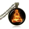 Collana Chakra Ciondolo Buddha Collana per meditazione yoga Gioielli di guarigione Reiki Collana di dichiarazione spirituale Simbolo Om Catena in bronzo 231C