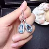 Kolczyki Dangle Waterdrop Style przezroczysty niebieski topaz wiszący dla kobiet biżuteria