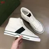 Ontwerpers sneaker hoge kwaliteit Luxe schoen Beige Blauw gewassen jacquard denim Dames Canvas Schoenen Tennis Ace Rubberen zool Geborduurde Vintage casual Sneakers