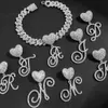 Anklets A Z Cursive Letter Initial Heart Cuban For Women Hip Hop Bling Chain Anklet Bracelet Foot Jewelry 231201