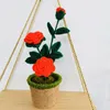 Decorative Flowers Handmade Simulation Red Rose May Bells Plush Plants Home Bedroom Artificial Flower Decoration Christmas Valentine Gifts