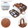 Cosmetic Bags Cases Waterproof Vintage Men Leather Toiletry Bag Travel Wash Case Pouch Shaving Dopp Kit Bathroom PU Makeup Organizer 231201
