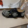 Mocassins de styliste britannique à fleurs pour femmes, chaussures Deby rétro noires en cuir véritable pour dames, chaussures de mariage de Performance