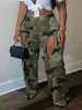 Women S Pants S LW Camo Hollow Out Multicalor غير الرسمي الممولة الممولة المُعزلة بالملابس الشارع Y2K CARGO CARGO