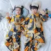 Pigiama Per Bambini Pigiama Dinosauro Per Bambini Animale Cartone Animato Coperta Traversine Bambino Costume Inverno Ragazzo Ragazza Pigiama Pigiama di flanella 231202