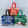 Presentförpackning god jul jultomten icke-vävd tygväska förpackning bärbar vikbar handväska återanvändbar shopping livsmedelslagring