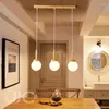 Lampade a sospensione JJC Lampada da sala da pranzo giapponese in legno Lampadario da bar a 3 teste Headroom Moderno semplice nordico
