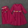 Ethnic Clothing Muslim Kids Girls Flower Hijab Dress Prayer Garment Eid Ramadan Islamic Child Niqab Burqa Khimar Abaya Arabic Robe Gown