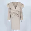 Damesjassen OFTBUY Echte bontjas Winterjas Dames Natuurlijke vossenbontkraag Capuchon Kasjmier Wolmengsels Lange bovenkleding Dame Street chic 231201