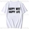 T-shirts pour femmes Happy Wife Life Chemise drôle Mari Cadeau Idée Graphique Streetwear Manches courtes O-cou Harajuku T-shirt Vêtements unisexes