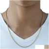 Chaînes Chaîne en or pour hommes femmes blé Figaro corde lien cubain rempli colliers en acier inoxydable bijoux masculins cadeau en gros Drop Deliv Dhc8E