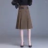 Skirts Womens Pleated Black Suit Skirt With Belt Spring Autumn Zip Fashion High Waisted Women Work Wear Jupe Femme