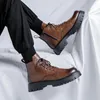 Bottes de style britannique pour hommes, plate-forme de mode, chaussures en cuir originales, robe de bal, noir et marron, bottes de Cowboy, Cool, bottines pour hommes