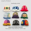 Beanie/Skull Caps Janese Vintage Y2k Crochet Hollow Flower Bucket Hat Women Cotton Handmade Knitting Hat Girl Autumn Sweet Cute Fisherman HatL231202