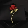 Brooches French Romantic Red Rose Brooch For Women Female Aesthetic Flowers Delicate Niche Pins Coat Clothes Accessories Gifts