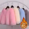 Пуховое пальто 2023, осенне-зимнее пальто с имитацией меха для девочек, детская одежда, утепленный теплый плюш в иностранном стиле 231202
